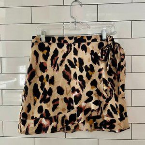 Nasty Gal Silky Leopard Print Wrap Skirt Size US 8
